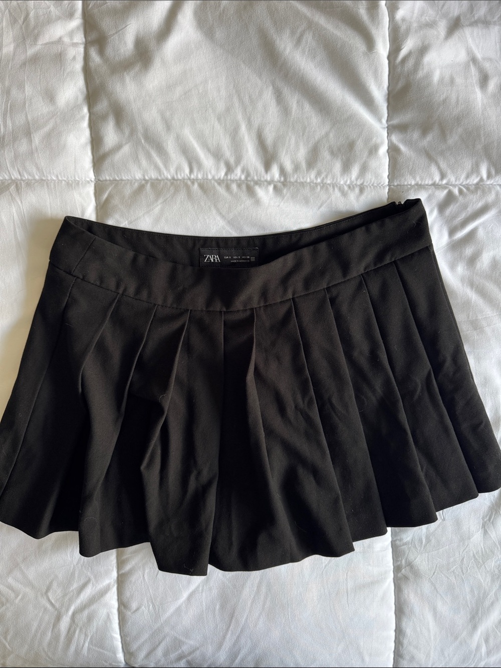 ZARA Black Pleated Skater Mini Skirt